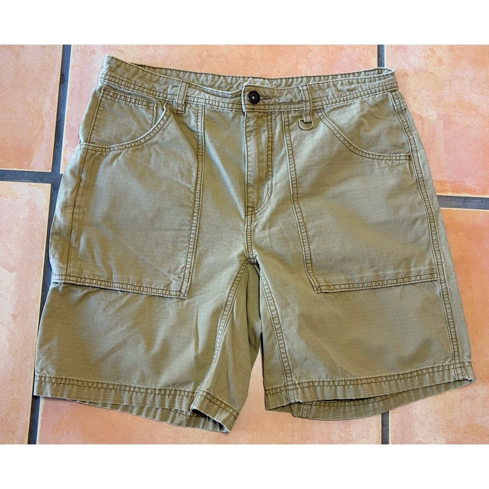 REI Co-op Mens 34 Brown Ripstop Canvas Shorts Hiking Outdoor Adventure